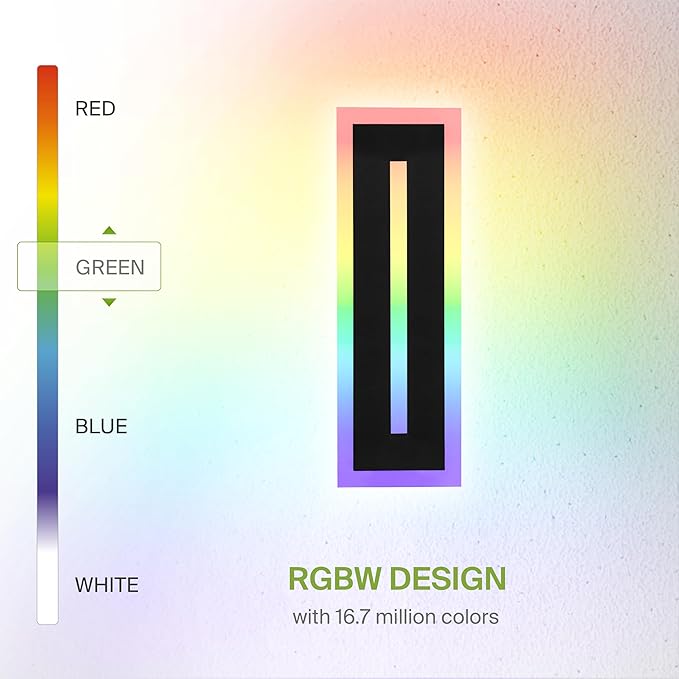 ASD LED 18" Long Wall Mount Light Fixture, Outdoor & Indoor Linear Sconce | RGBW, Smart, Waterproof, Anti-Rust, ETL Listed | 20W 950LM 2700-6500K 100-277V | Exterior Porch Lighting | Black