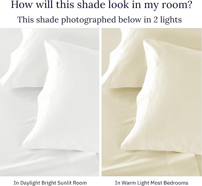 California Design Den California King Sheets Deep Pockets Set - Certified 100% Egyptian Cotton Sheets Set, Crisp Percale, Cool & Durable Luxury Bedding - Ivory