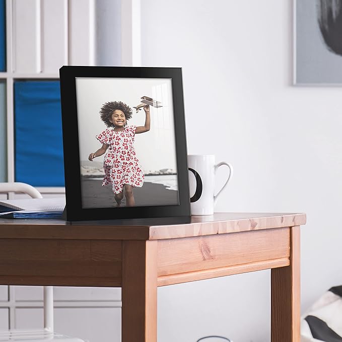 Renditions Gallery 8x10 inch Picture Frame High-end Modern Style, Made of Solid Wood and High Definition Glass Ready for Wall and Tabletop Photo Display, Black Frame