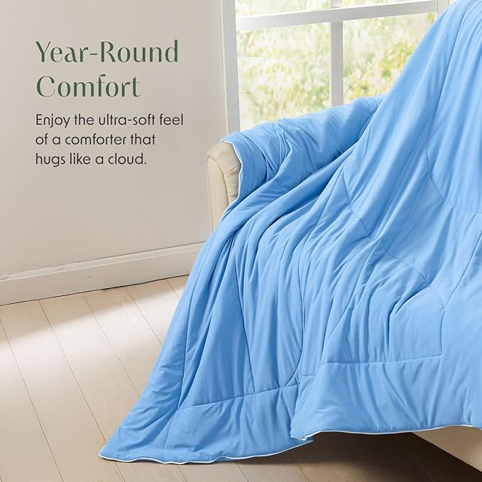 Springtree Home Luxury Viscose from Bamboo Blanket & Comforter | Oversized Viscose from Bamboo Throw Blanket- 50" x 70" | Cooling Blanket & Comforter | Breathable & Lightweight | Throw - Cool Blue