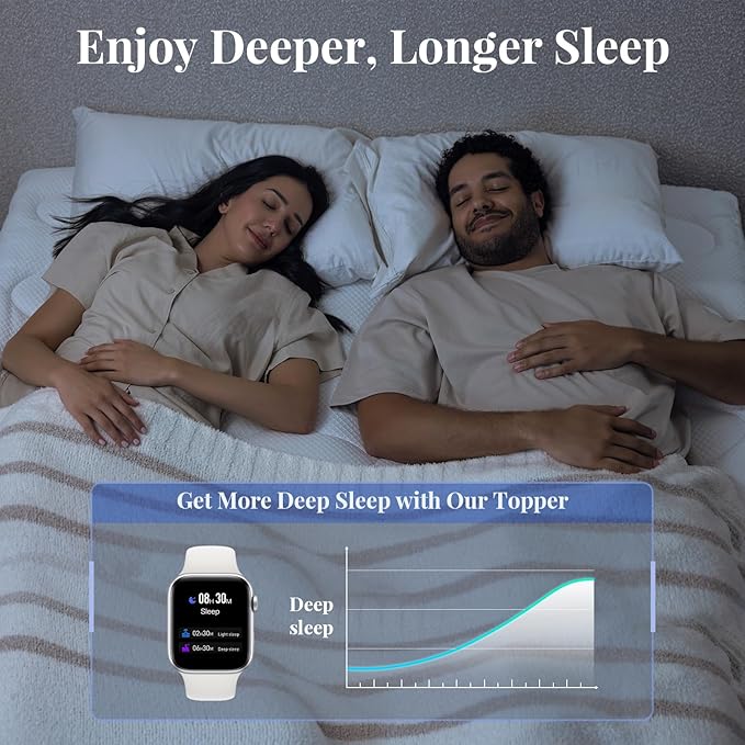 OhGeni Cooling 4 inch Dual Layer Twin Mattress Topper, 2 inch Gel Memory Foam, 2 inch Down Alternative Pillow Top Pad, Mattresses Cover for Bed, Medium Support, Fits 6”-19” Deep Pocket