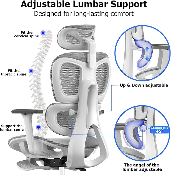 Ergonomic Mesh Office Chair with 3D Adjustable Armrest,High Back Desk Computer Chair Ergo3d Ergonomic with Wheels for Home & Office