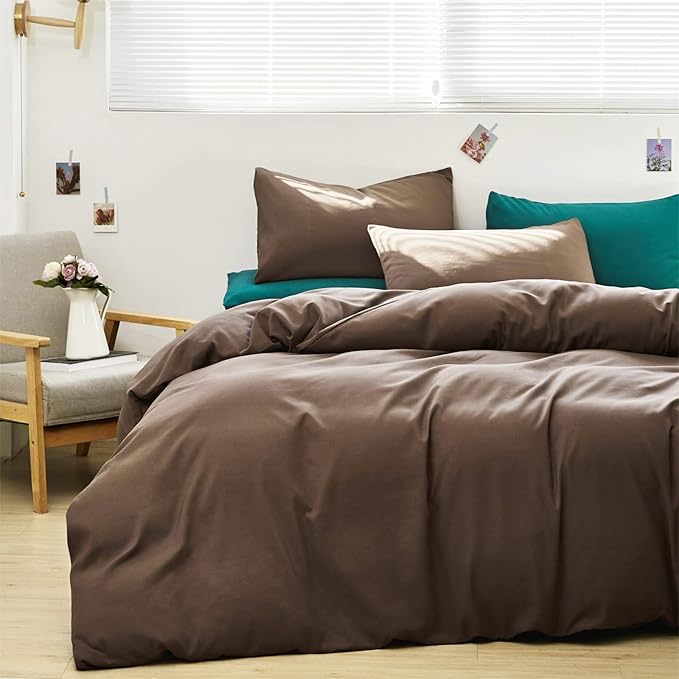 Cottonight Brown Comforter Set King Chestnut Brown Bedding Comforter Set Modern Chocolate Brown Blanket Quilts Modern Dark Brown Bedding Comforter Set for Women Men King Bed