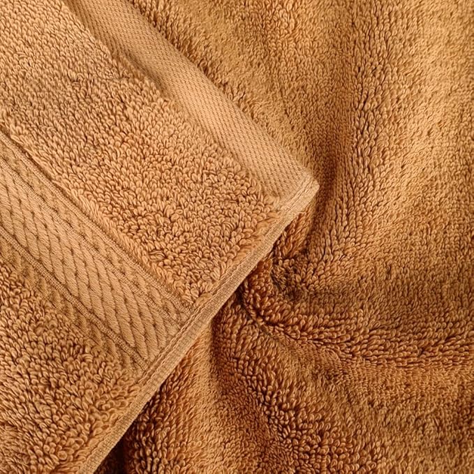 Superior Egyptian Cotton Pile Bath Towel Set of 2, Ultra Soft Luxury Towels, Thick Plush Essentials, Absorbent Heavyweight, Guest Bath, Hotel, Spa, Home Bathroom, Shower Basics, Rust