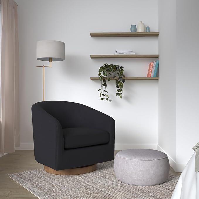 CHITA Swivel Accent Chair, FSC Certified Upholstered Velvet Barrel Chair for Living Room, Fully Assembled, Grey