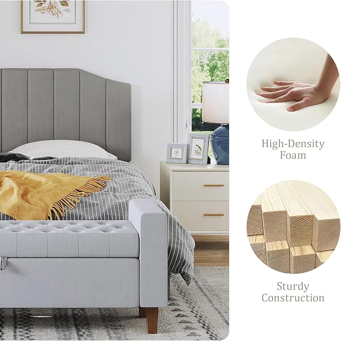 King Size Headboard Only, Velvet Upholstered Headboard King/California King Size Wall Mount and Bed Frame Mount, Featuring High-Density Sponge Padding Easy Assembly Comfort Style-Light Gray