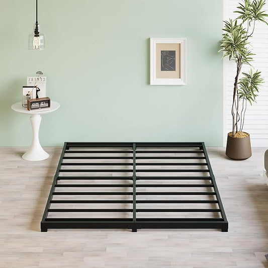 3 Inch Low King Bed Frame Heavy Duty Metal Platform, No Box Spring Needed, Easy Assembly Mattress Foundation, No Noise, Black
