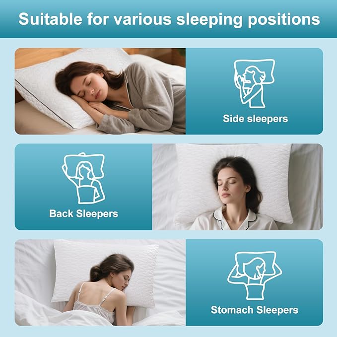 Cooling Pillows for Sleeping, Shredded Memory Foam Cooling Pillow for Hot Sleepers, Cool Bed Pillows for Side Back Stomach Sleepers(King)