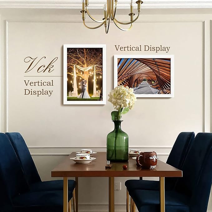 VCK 13x19 Poster Frame 2 Pack, Solid Wood White Picture Frames with Exclusive Woodgrain, Wall Gallery Frame