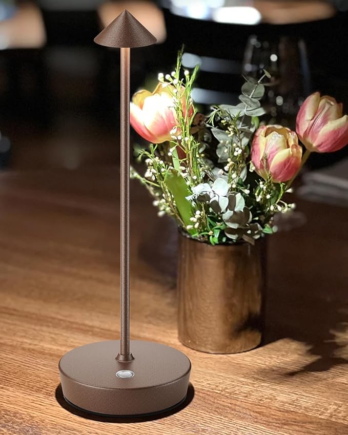 Cordless Table Lamps Rechargeable, 6000mAh Battery Operated LED Desk Lamp Outdoor Waterproof Portable Touch Dimmable Table Night Light for Patio Restaurant Dining Home Rust