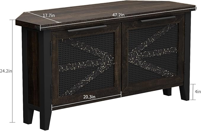 VFK Farmhouse Corner TV Stand for 50 Inch TV, Rustic Entertainment Center with Storage, Space-Saving Media Console Table for Living Room & Bedroom