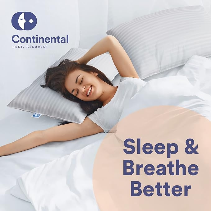 Continental Bedding | Serenity Goose Down Pillow | 700 Fill Power Hungarian White Down | 400TC Cotton Damask Shell | Made in USA | Medium, Standard (Pack of 2), 2 Count