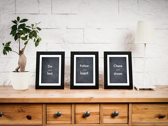 5x7 Black Picture Frame Set of 3 for Pictures 4x6 with Mat or 5x7 Without Mat, Wall or Tabletop Gallery Photo Frames with Real Glass