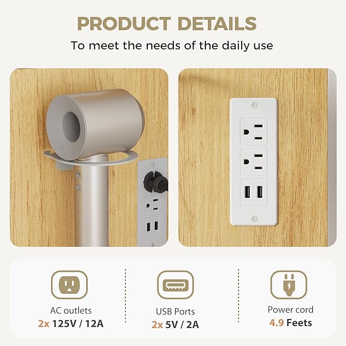 Small Vanity Desk with Mirror and Lights, Makeup Vanity Desk with 3 Color Modes Adjustable Bulb, 2 Large Drawers and 4 Open Storage Shelves, Natural Vanity with Charging Station for Bedroom