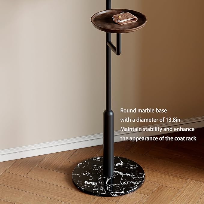 Coat rack freestanding Metal coat rack stand with round storage tray & Marble Base for Bags Hats Scarfs Purses Coat Hanger Stand Coat Tree for Home Office Hall Entryway