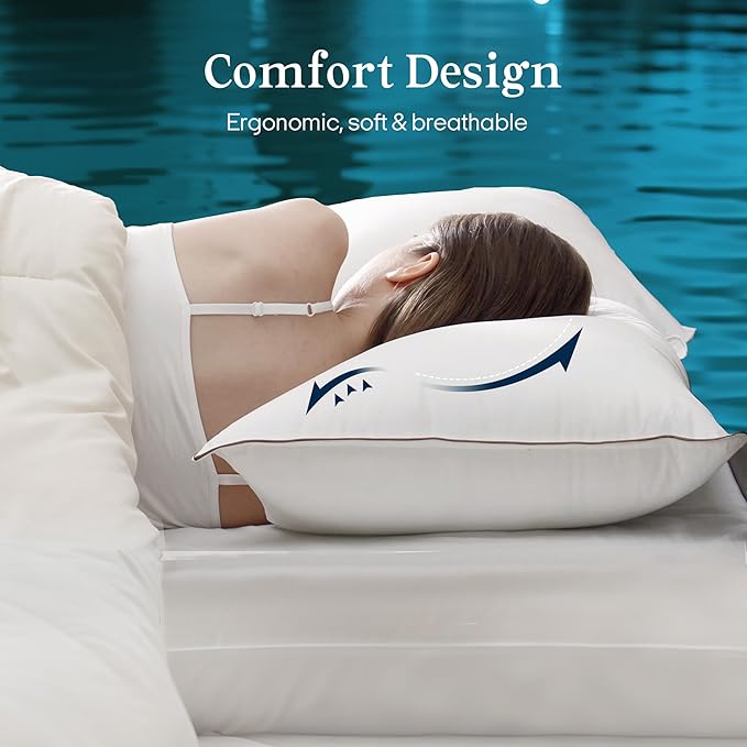 puredown® Goose Feathers Down Pillows Standard Size Set of 2 - Made in USA Soft Fluffy Hotel Pillow, 100% Cotton Cover, Luxury Medium Firm Bed Feather Pillows for Back, Stomach or Side Sleeper