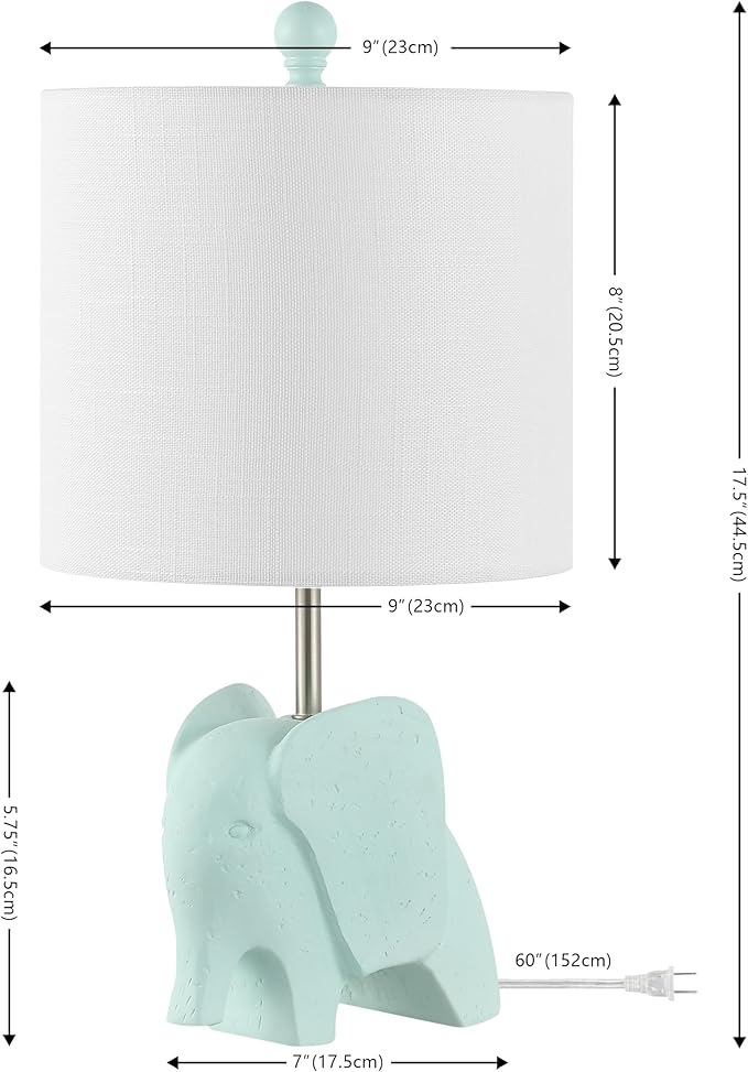 JONATHAN Y JYL1143B Koda 17.5" Eclectic Southwestern Resin/Iron Elephant LED Kids Table Lamp, Global, Transitional, Rustic, Office, Living Room, Dining Room, Bedroom, Hallway, Foyer, Turquoise