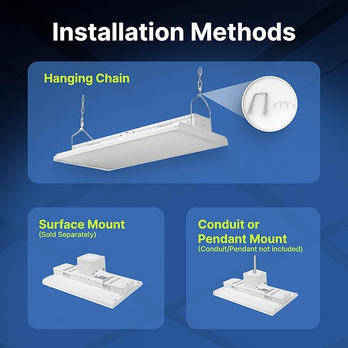 4 FT Linear LED Shop Lights, 225W, 30,626LM Bay Ceiling Shop Light for Commercial & Industrial Use, Non-Maintenance Shop Lights for Workshop, Garage Light, 5000K Daylight, Dimmable 1-10V