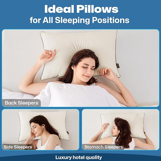 GOHOME Pillows King Size Set of 4 - Bed Pillows for Sleeping 4 Pack, Cooling Supportive Hotel Pillows with Premium Soft Down Alternative Fill for Side Stomach and Back Sleepers
