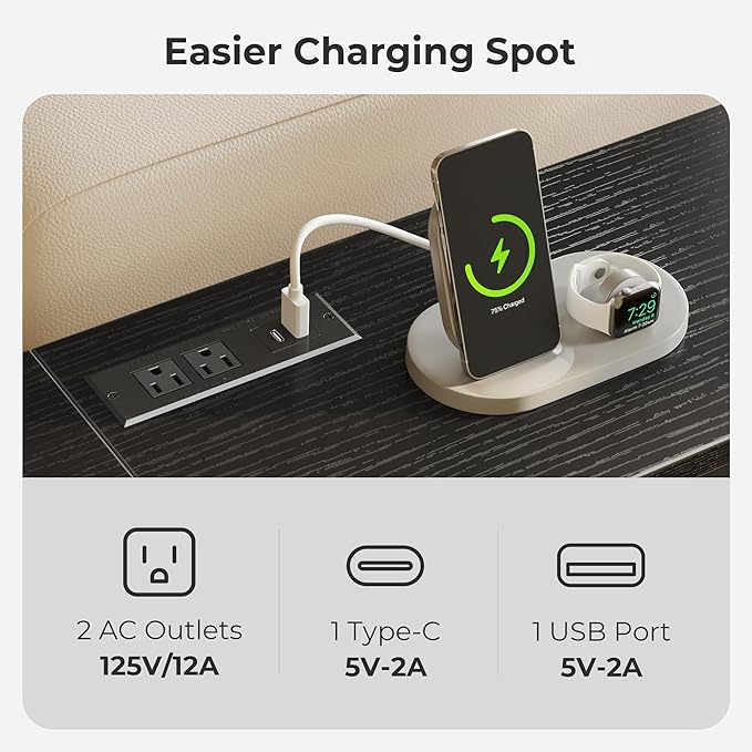 SUPERJARE 70 Inch Console Table with Outlets and USB-C Port, Extra Long Behind Couch Sofa Table with X-Shaped Design, Narrow for Entryway, Living Room, Metal Frame, Wooden Top, Black