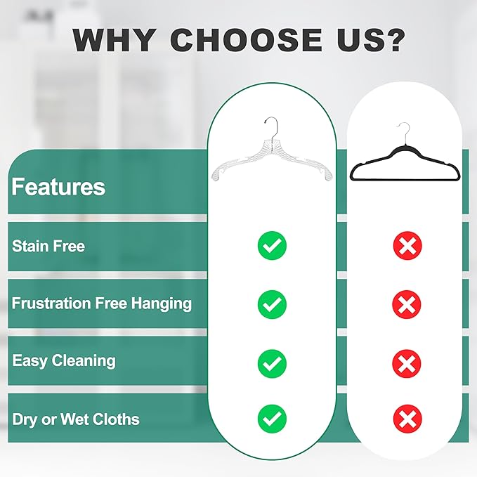 Quality Hangers 12 Pack Crystal Clear Plastic Hangers with Easy Swivel 360 Degree Hook Slim Crystal Coat Hangers 17 Inches (12, 17")