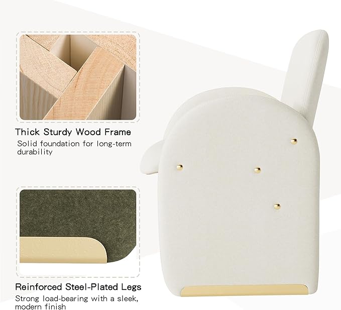 YOUTASTE Oversized Accent Chair for Living Room Bedroom Office, Upholstered Mohair Armchair with Wood Frame and Gold Metal Legs, Mid-Century Modern Lounge Chair, Beige