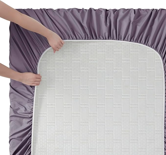 Clara Clark Bed Sheets, Premier 1800 Series Bed Sheet Set, Deep Pocket, Wrinkle, Fade, Stain Resistant, Luxury Soft Bedding Sheets & Pillowcases, Full, Grayish Purple