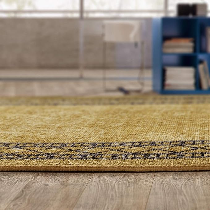 Antep Rugs Alfombras Modern Bordered 2x4 Non-Skid (Non-Slip) Low Profile Pile Rubber Backing Kitchen Area Rugs (Brown, 2'3" x 4')