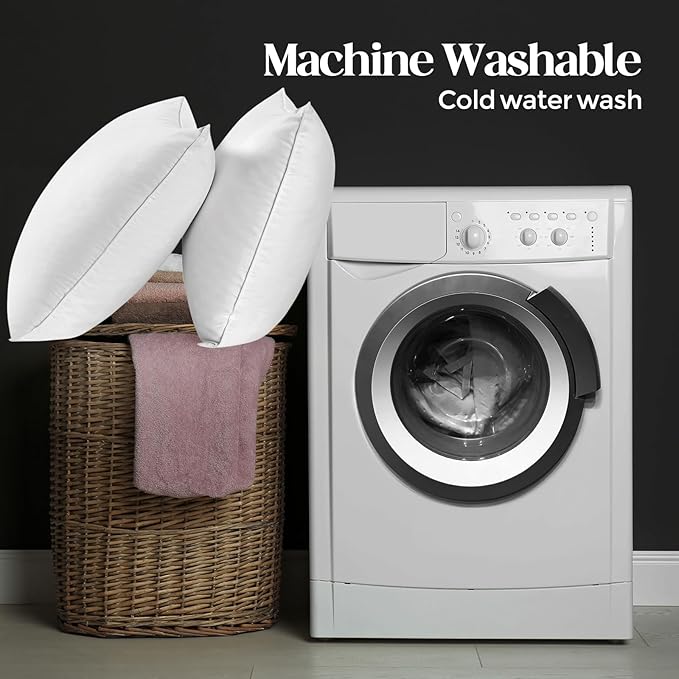 Goose Down Feather Pillows, Soft Bed Pillows Standard Size Set of 2, 100% Soft Cotton Shell, Hotel Pillows for Back, Stomach or Side Sleepers