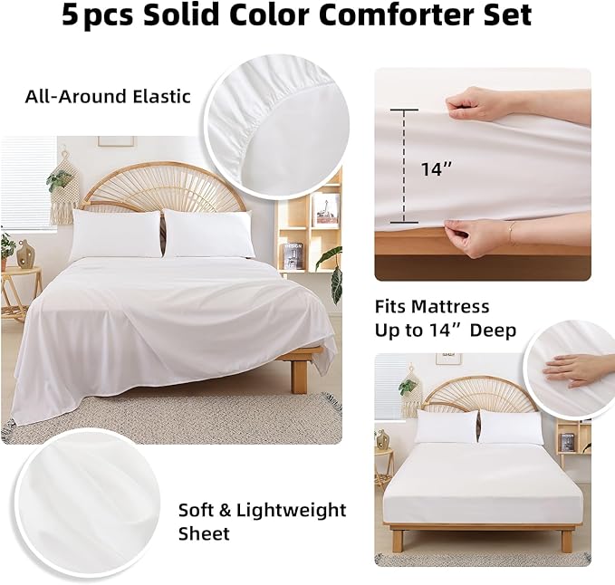 weigelia Twin Comforter Set 5 Pieces Taupe Bed in A Bag Soft Queen Bedding Set Lightweight Comforter Set for Women and Men（Comforters, Flat & Fitted Sheets, Pillowcases & Shams）