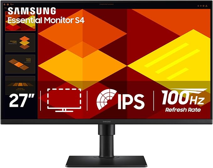 Samsung 27” (S40GD) Borderless Business Monitor with IPS Panel, 100Hz Refresh Rate, Eye Saver Mode, Ergonomic Design, Game Picture Mode, LS27D408GANXGO