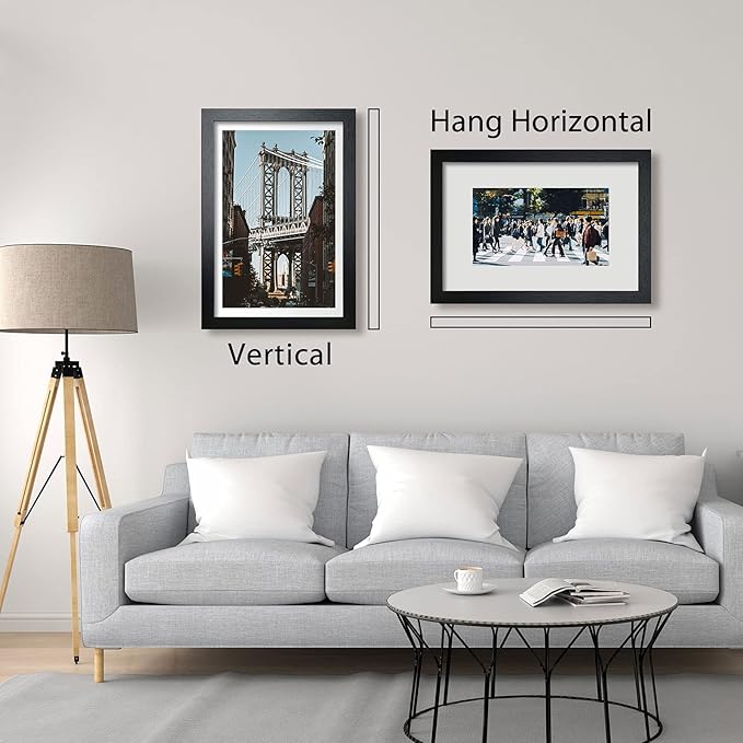 VCK Picture Frame 12x18 Wooden Poster Frames with High Definition Plexiglass Front Wall Mounting Display Horizontally and Vertically Black Photo Frame