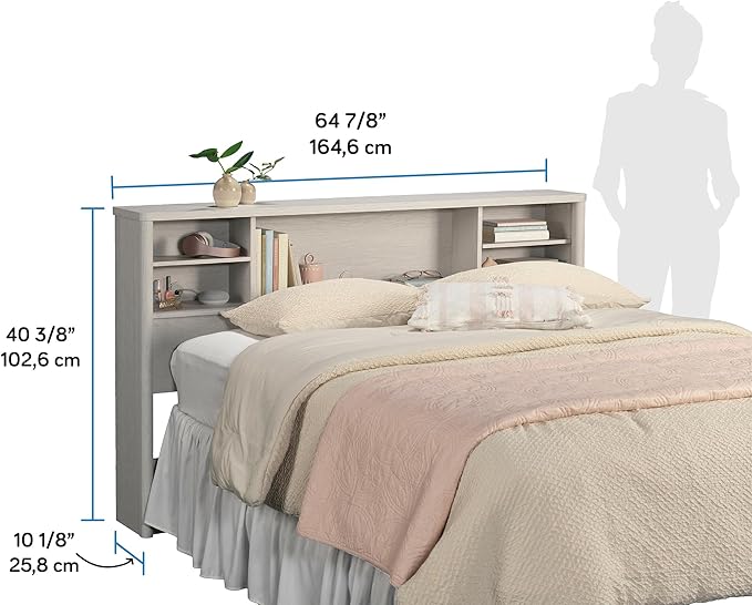 Sauder Dover Edge Full/Queen Bookcase Headboard, Glacier Oak Finish