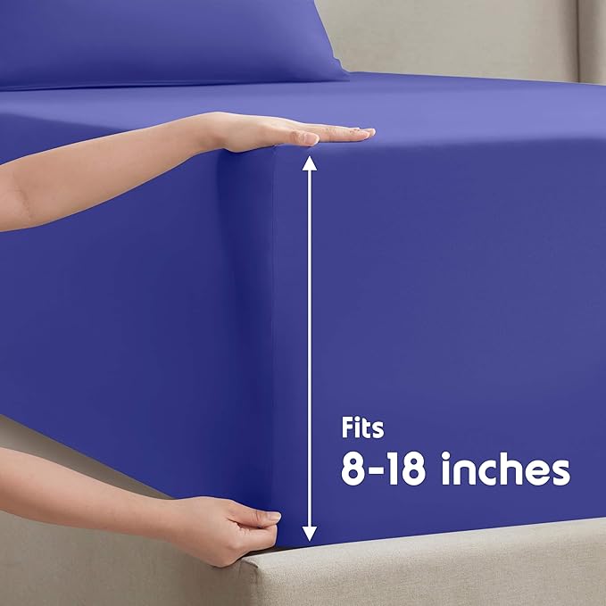 Nestl Twin Sheet Set - 1800 Ultra-Soft Microfiber Twin Bed Sheets - Double Brushed - Deep Pockets - Easy Fit - Extra Soft - 3 Piece Set - Bedding Sheets & Pillowcases (Twin, Royal Blue)