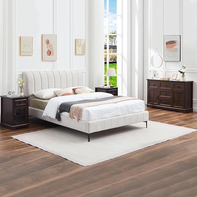 5+2 Dresser for Bedroom, Cherry Dressers Storage with Wooden Drawers and Cross Door, TV Stand Chest of Drawers for Bedroom, Living Room