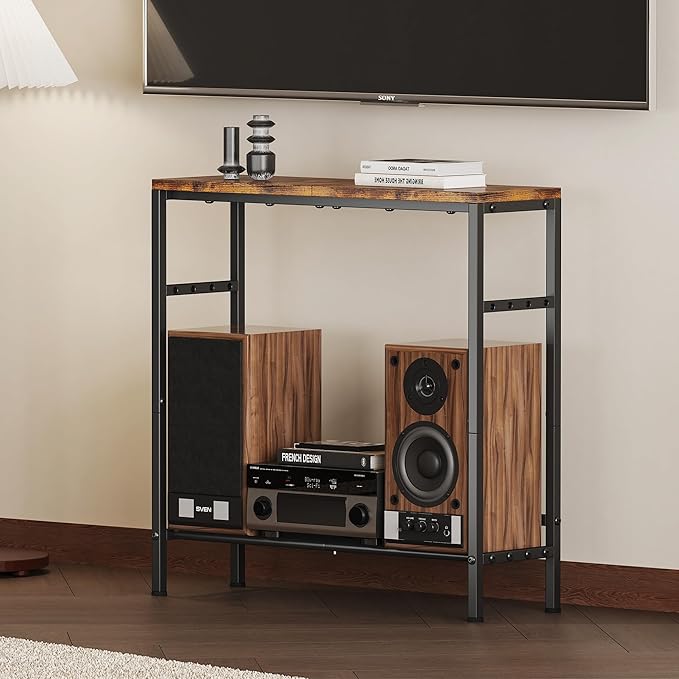 Homeiju Entryway Table 31.5" Width, 2-Tier Console Table with Adjustable Shelves, Industrial Sofa Table with Storage, Foyer Tables for Entryway, Hallway, Kitchen, Living Room and Bedroom, Vintage