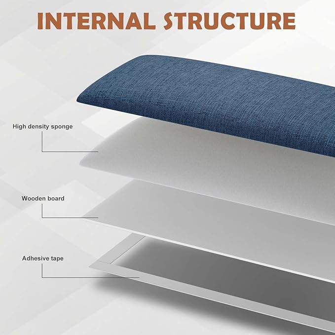 IFNOW Upholstered Wall Mounted Headboard, 3D Soundproof Wall Panels Peel and Stick for King Size, Reusable and Removable Tufted Bed Headboard in Navy Blue (12 Panels, 10" x 24")