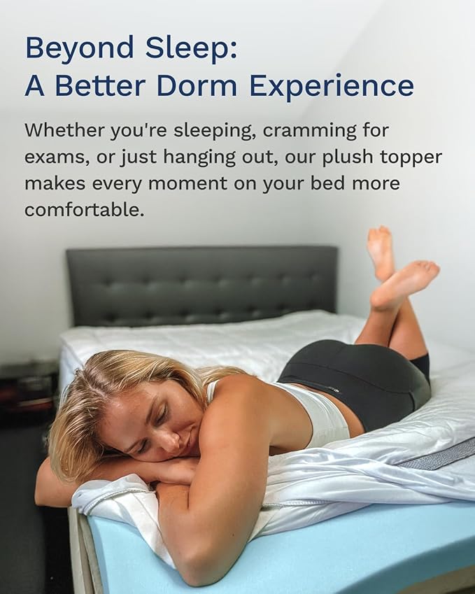 ViscoSoft 4 Inch Pillow Top Memory Foam Mattress Topper Twin XL - Cooling CertiPur-US Certified - Extra Long Hybrid Lux Dual Layer Mattress Pad - Perfect for College Dorms