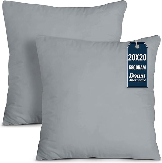 Utopia Bedding Throw Pillows Insert (Pack of 2, Grey) - 20 x 20 Inches Bed and Couch Pillows - Indoor Decorative Pillow