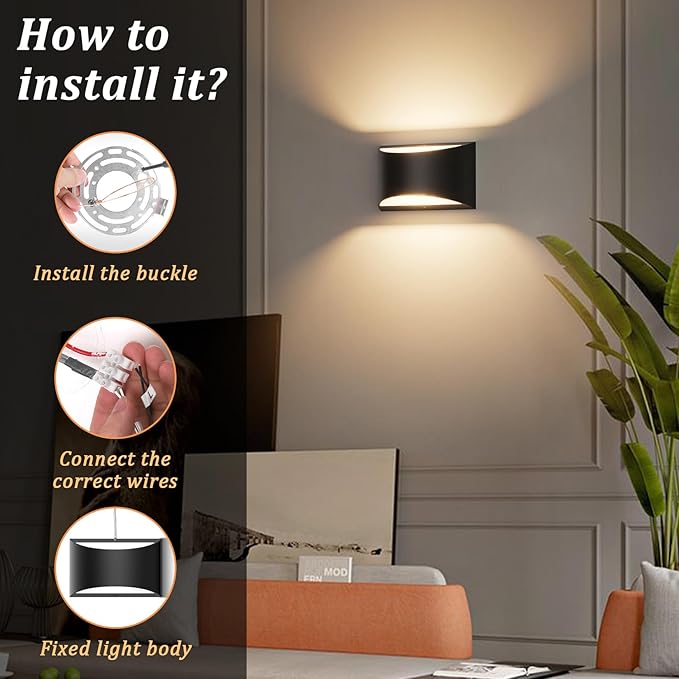 Aipsun 4 Pack Black Modern LED Wall Sconce Hardwired Indoor Wall Lights Up and Down Wall Mount Light for Living Room Bedroom Hallway Corridor Conservatory Warm White 3000K(with G9 Bulbs)