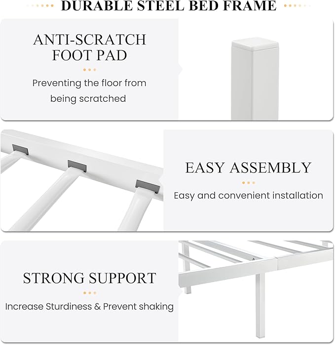 SHA CERLIN Twin Size Bed Frame for Kids,Metal Bed Frame with Butterfly Pattern Design Headboard & Footboard,No Box Spring Needed,Easy Assembly,White