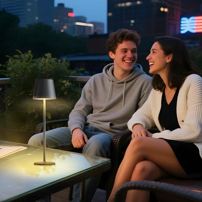 uuffoo 3 Pack Rechargeable Table Lamp Battery Operated Cordless Table Lamps with 3 Colors Stepless Dimming, Desk Night Light for Restaurant, Patio, Bedroom, Bar (Black)