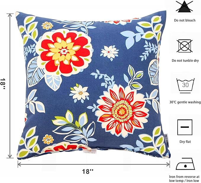 Outdoor Throw Pillows - Decorative Pillows with Insert Included Set of 2 Outdoor Pillows for Patio Furniture 18x18 Inch