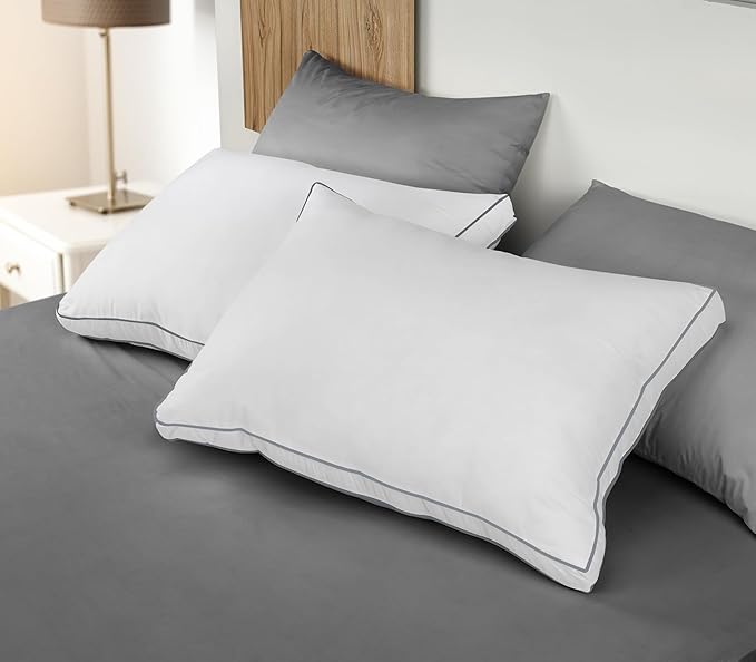 Utopia Bedding Bed Pillows for Sleeping King Size (Grey/White), Set of 2, Cooling Hotel Quality, Gusseted Pillow for Back, Stomach or Side Sleepers