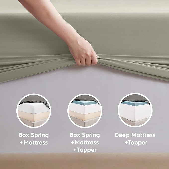 Nestl Split King Sheet Set - 1800 Ultra-Soft Microfiber Bed Sheets - Double Brushed - Deep Pockets - Easy Fit - 5 Piece Set - Bed Sheets & Pillowcases (Split King Size, Light Green)