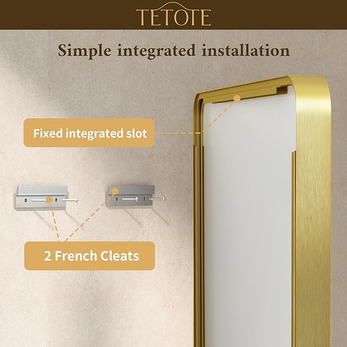 TETOTE 72 x 36 Inch Gold Framed Mirror Vanity Mirrors for Wall Decor Brushed Gold Bathroom Mirrors, Tempered Glass, Modern Farmhouse Wall Mounted Mirror for Decorative(Horizontal/Vertical)