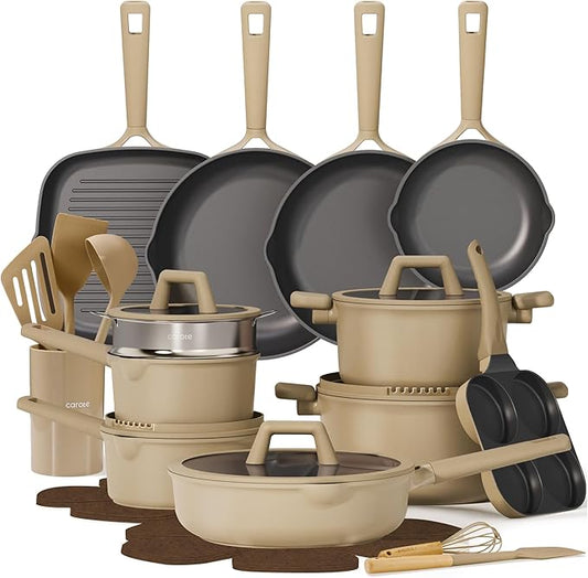 CAROTE 31PCS Pots and Pans Set, Nonstick Cookware Set Kitchen Non Stick Induction Cookware Non-toxic Granite Cooking set