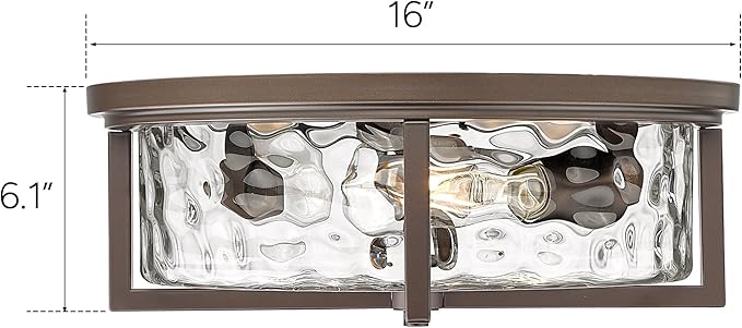 16" D Industrial Flush Mount Ceiling Light, Large 3-Light Farmhouse Close to Ceiling Lights for Hallway, Kitchen, Bathroom, Dining Room (Oil Rubbed Bronze,)