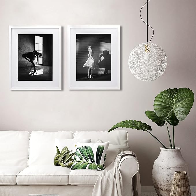 Egofine 16x20 Solid Wood Picture Frame, Made of Solid Wood Covered by Plexiglass 11x14/12x16 with Mat 16x20 without Mat, Poster Frame for Wall Mounting Photo Frame Vertically or Horizontally, White