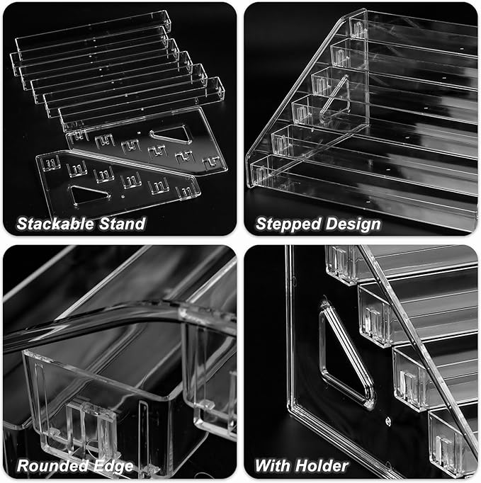 Nail Polish Organizer Clear Acrylic Eyeglasses Display Holder Essential Oil Storage Rack Makeup Stand Tray - 6 Layer
